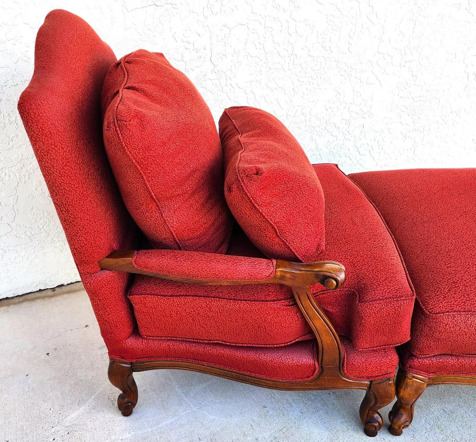 Cotton French Armchair & Ottoman For Sale