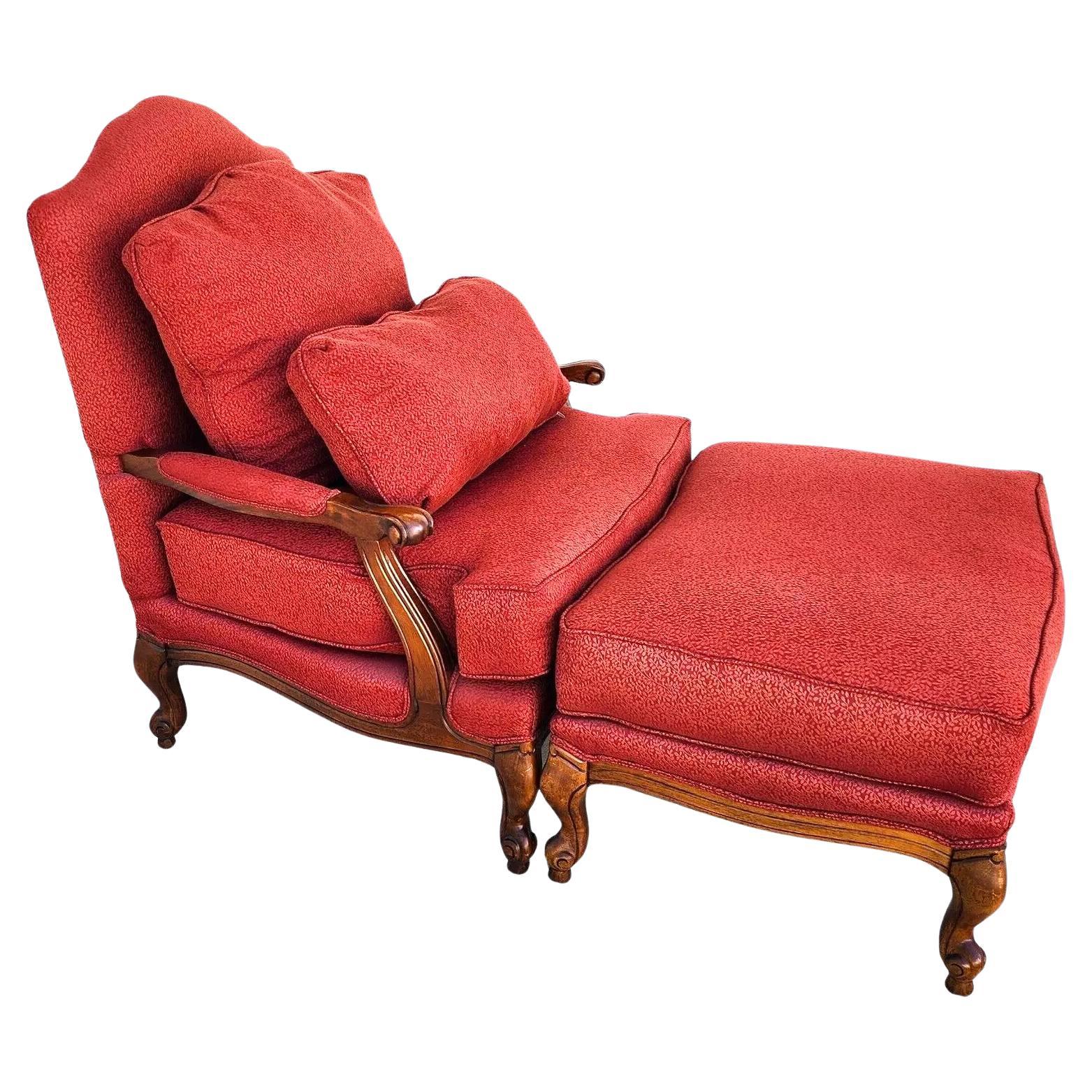 French Armchair & Ottoman For Sale