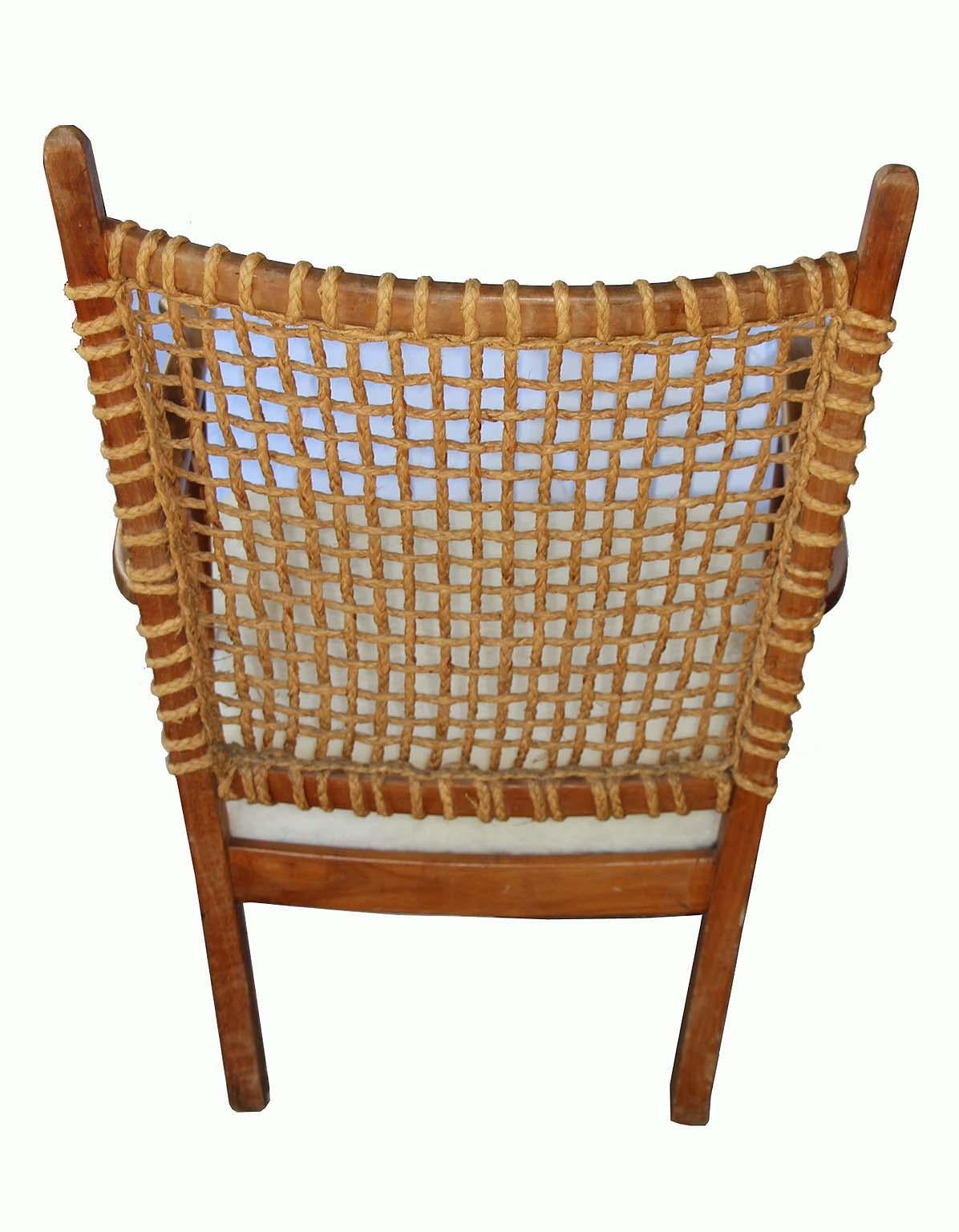 French Armchair Rope Back, Lambskin Seat 5