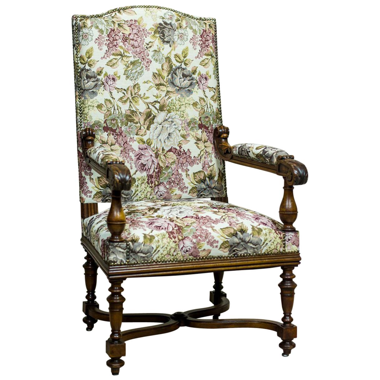 French Oak Armchair/Throne from the Turn of the 19th and 20th Centuries For Sale