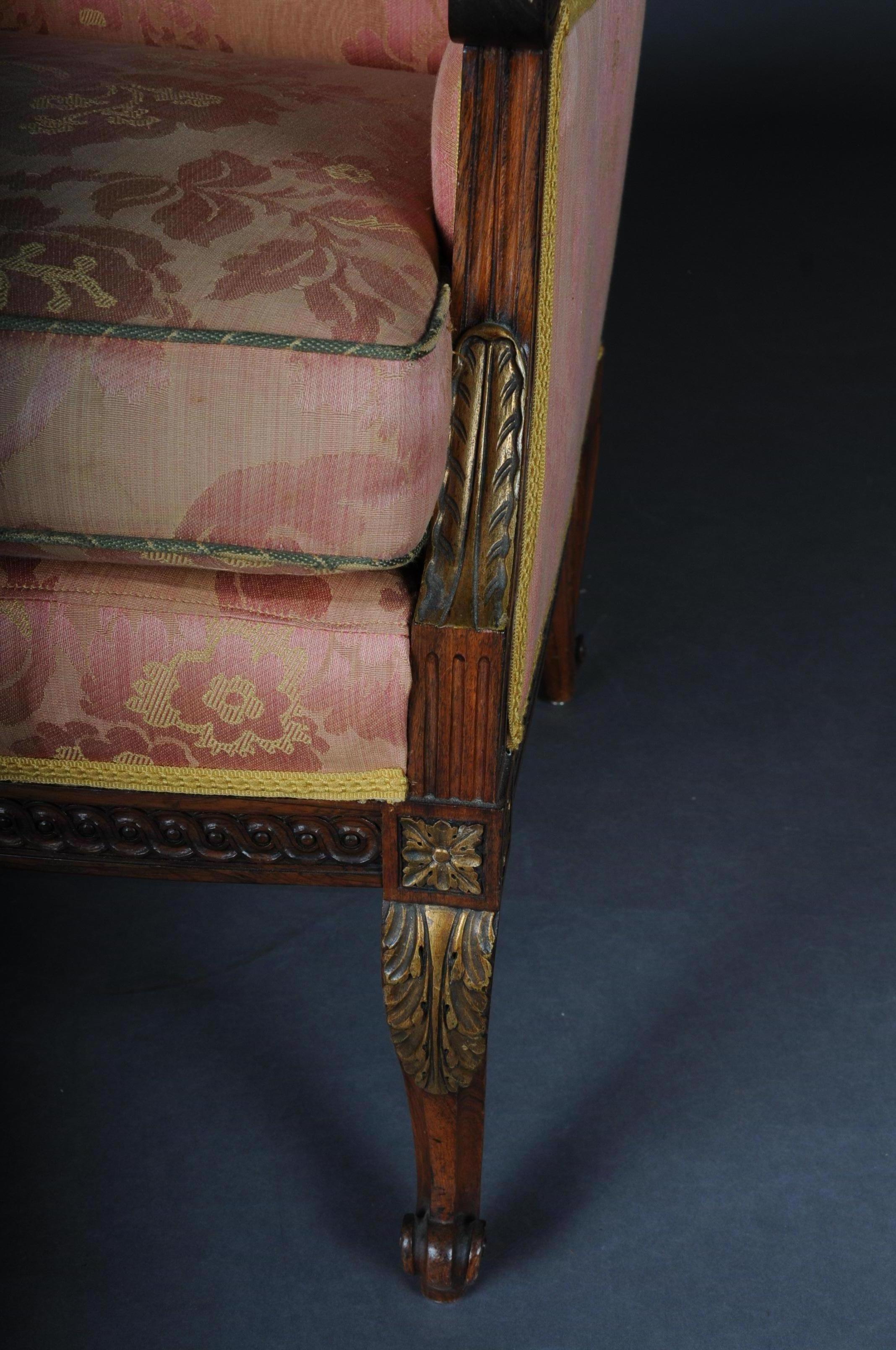 Wood French Armchair Upholstered Armchair, circa 1900