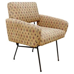 French Armchair with Original Geometric Upholstery, circa 1950