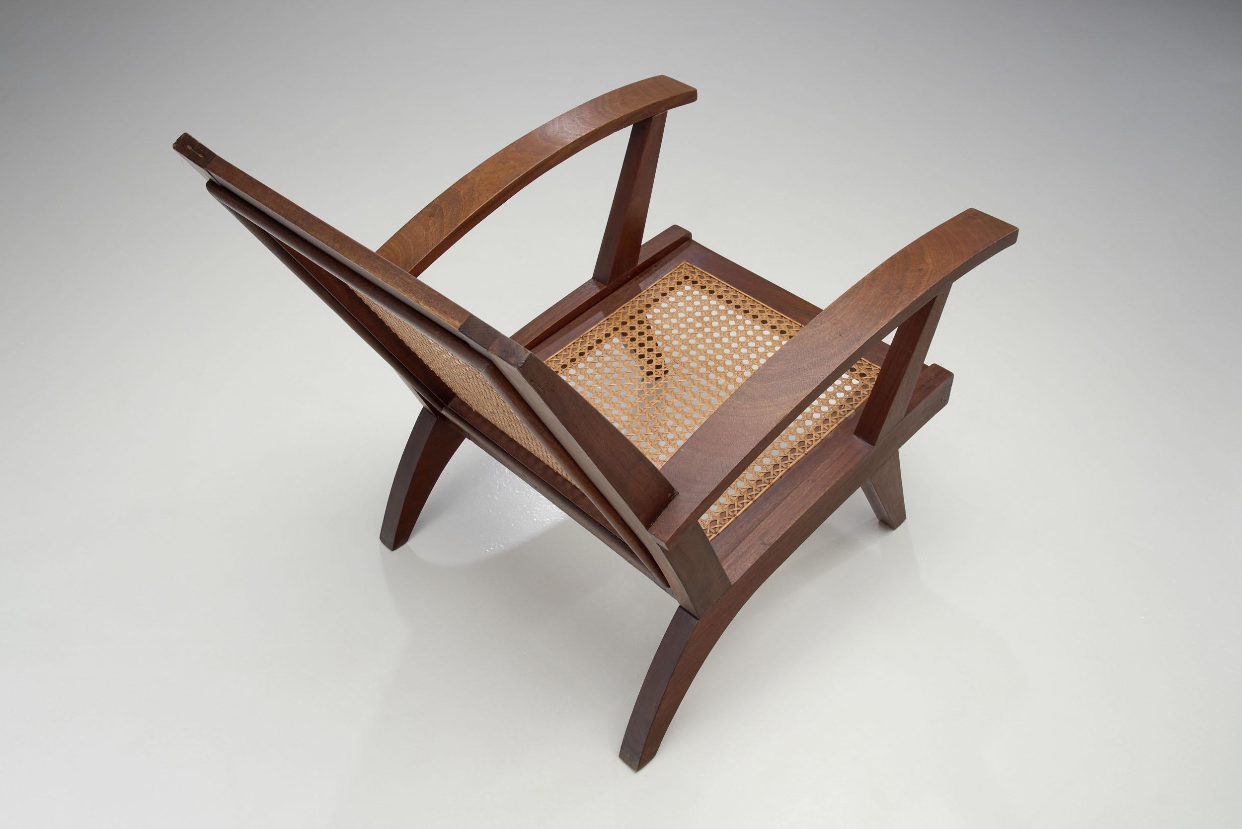 Mid-20th Century French Armchair with Teak Structure, France 1950s For Sale