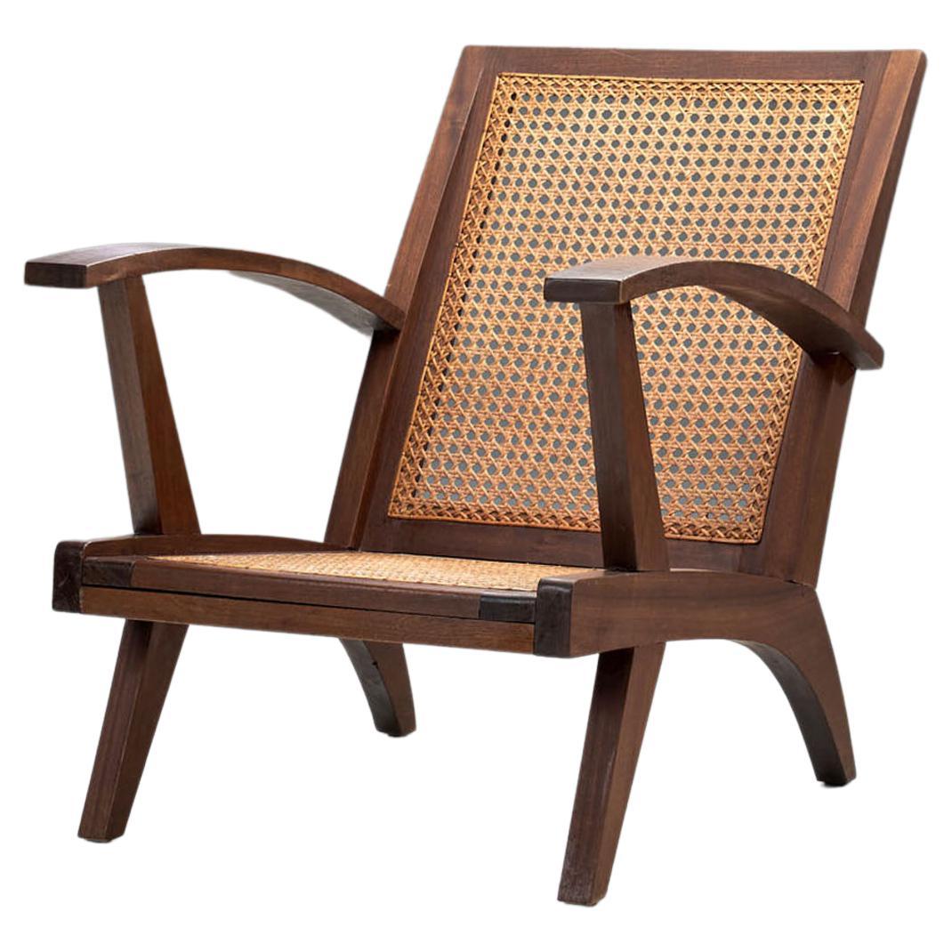French Armchair with Teak Structure, France 1950s For Sale