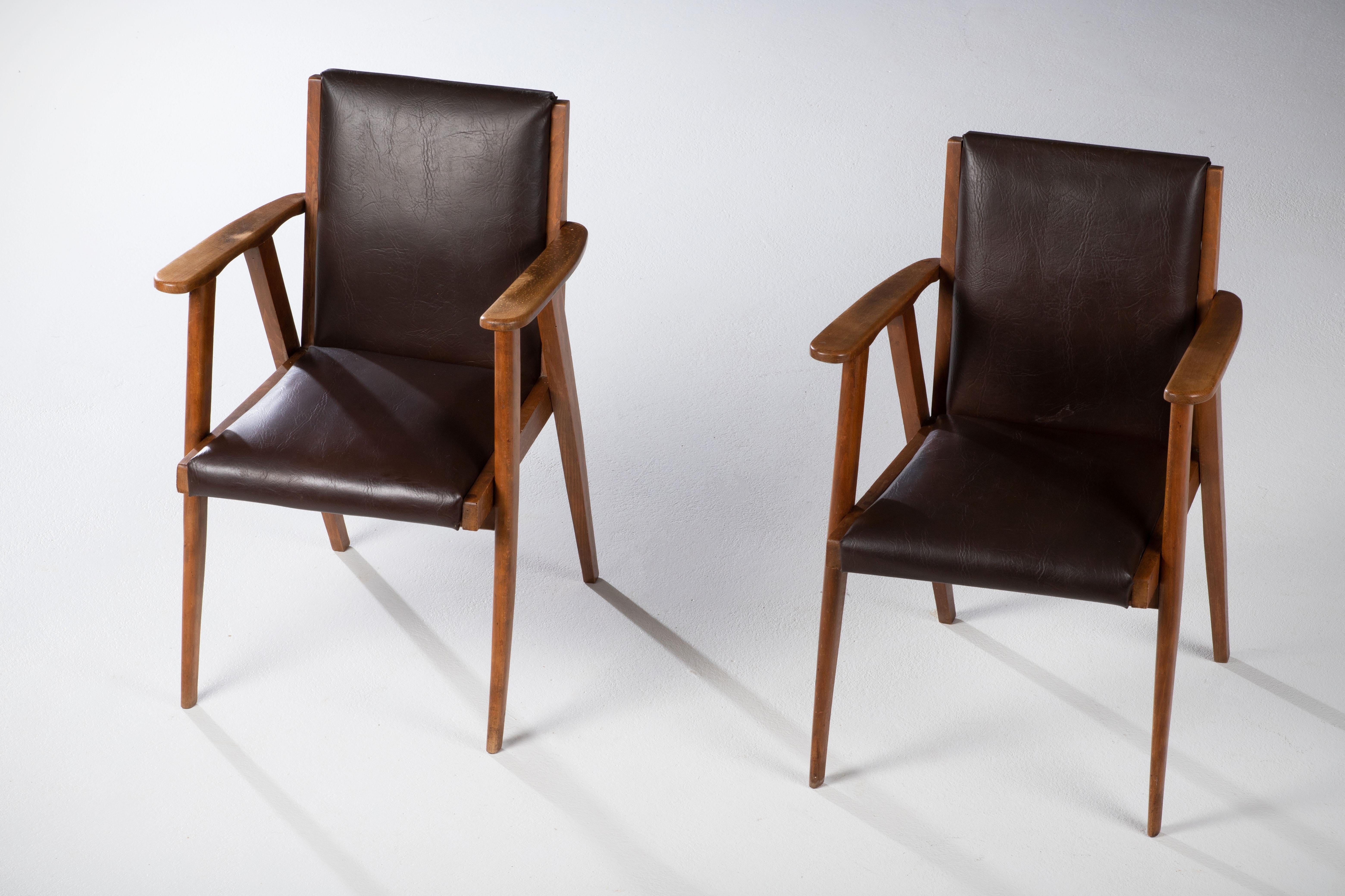 French Armchairs, a Pair, 1940s For Sale 3