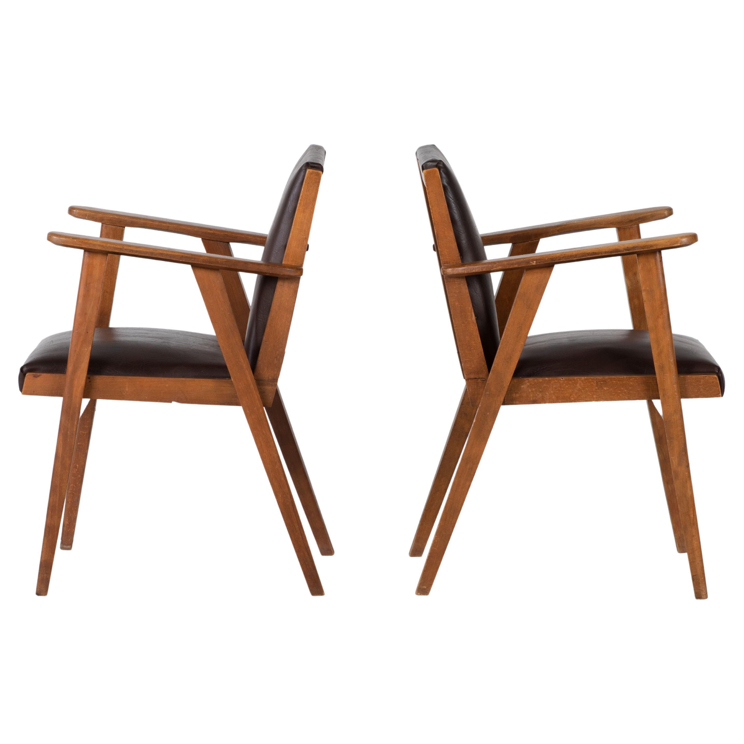 French Armchairs, a Pair, 1940s
