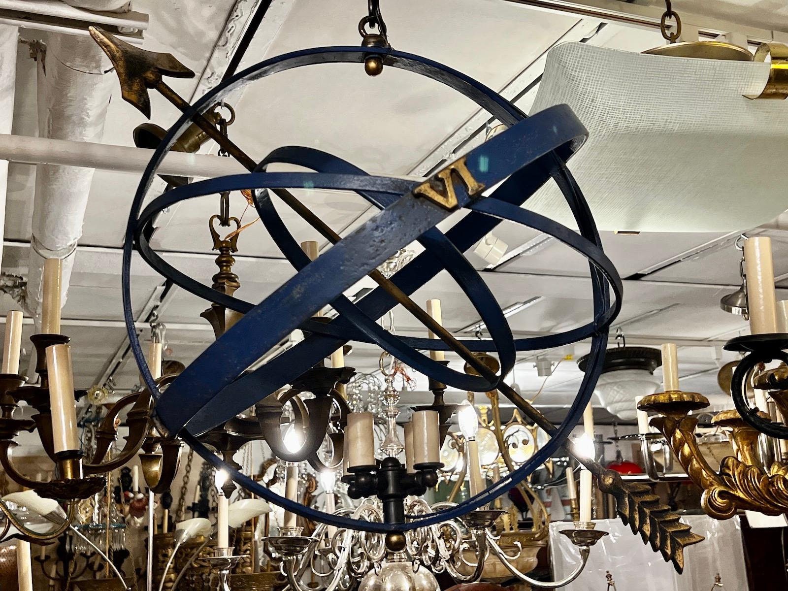 Mid-20th Century French Armillary Chandelier For Sale