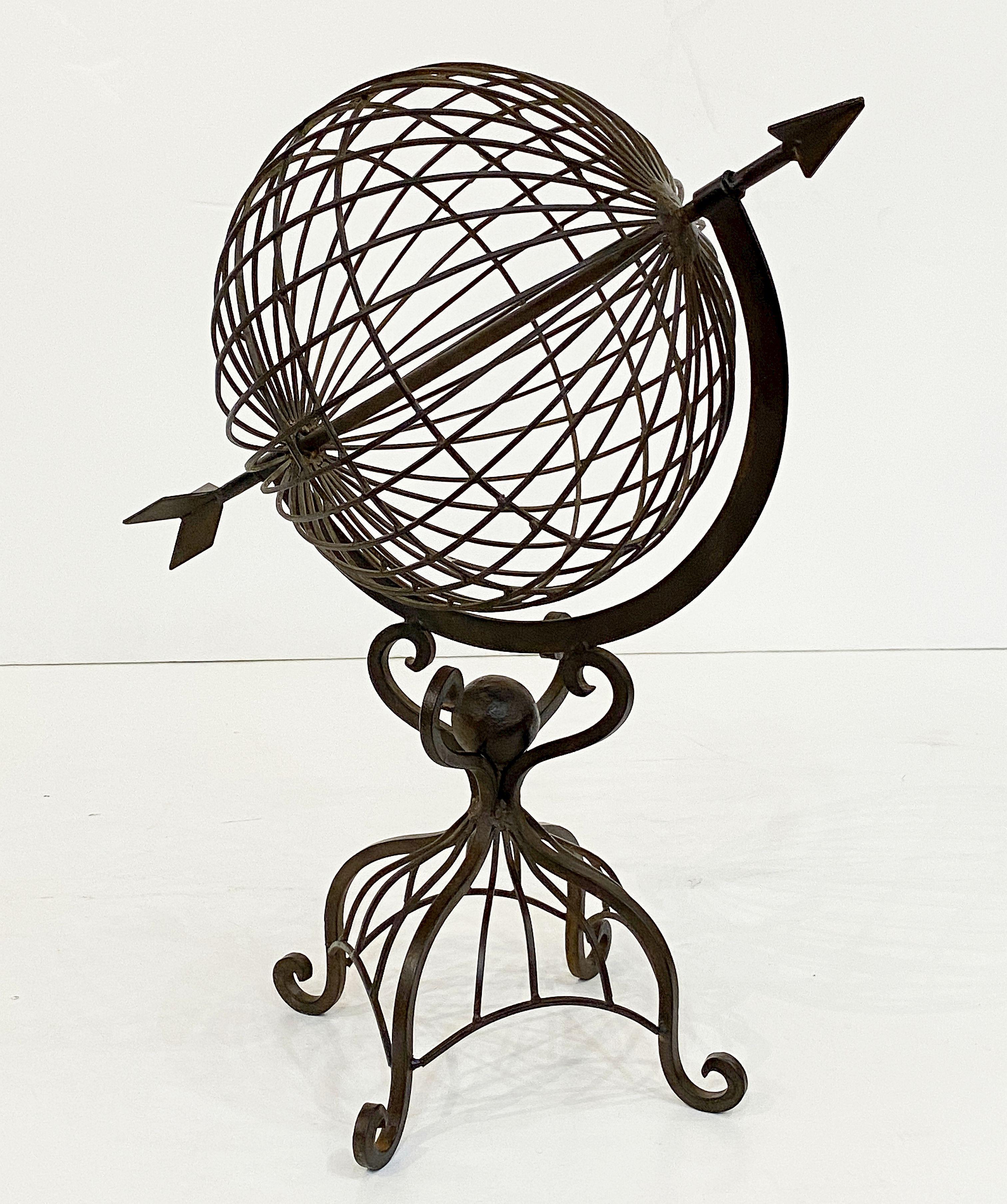 French Armillary Sphere on Stand or Garden Ornament of Wrought Iron For Sale 5
