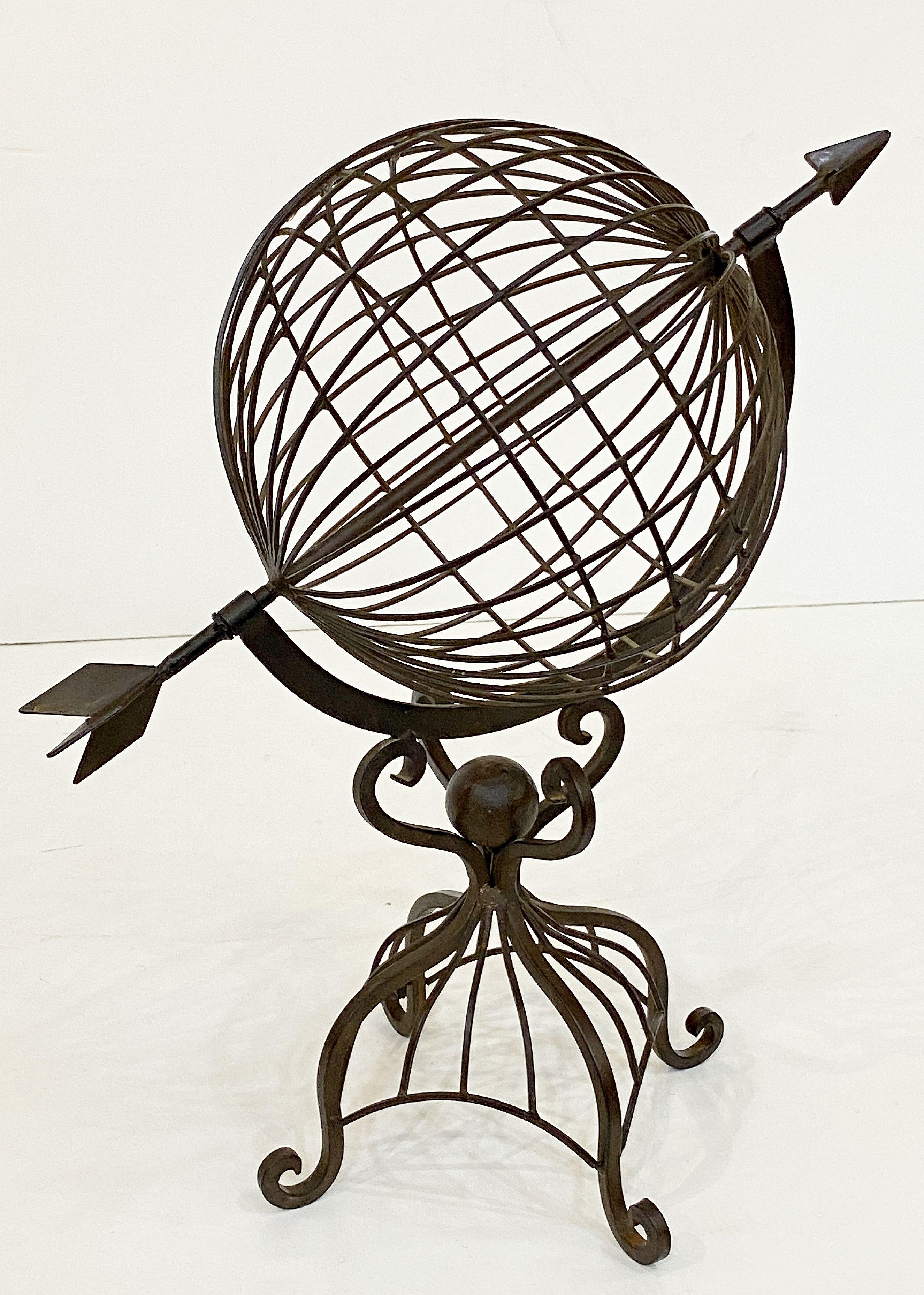French Armillary Sphere on Stand or Garden Ornament of Wrought Iron For Sale 6