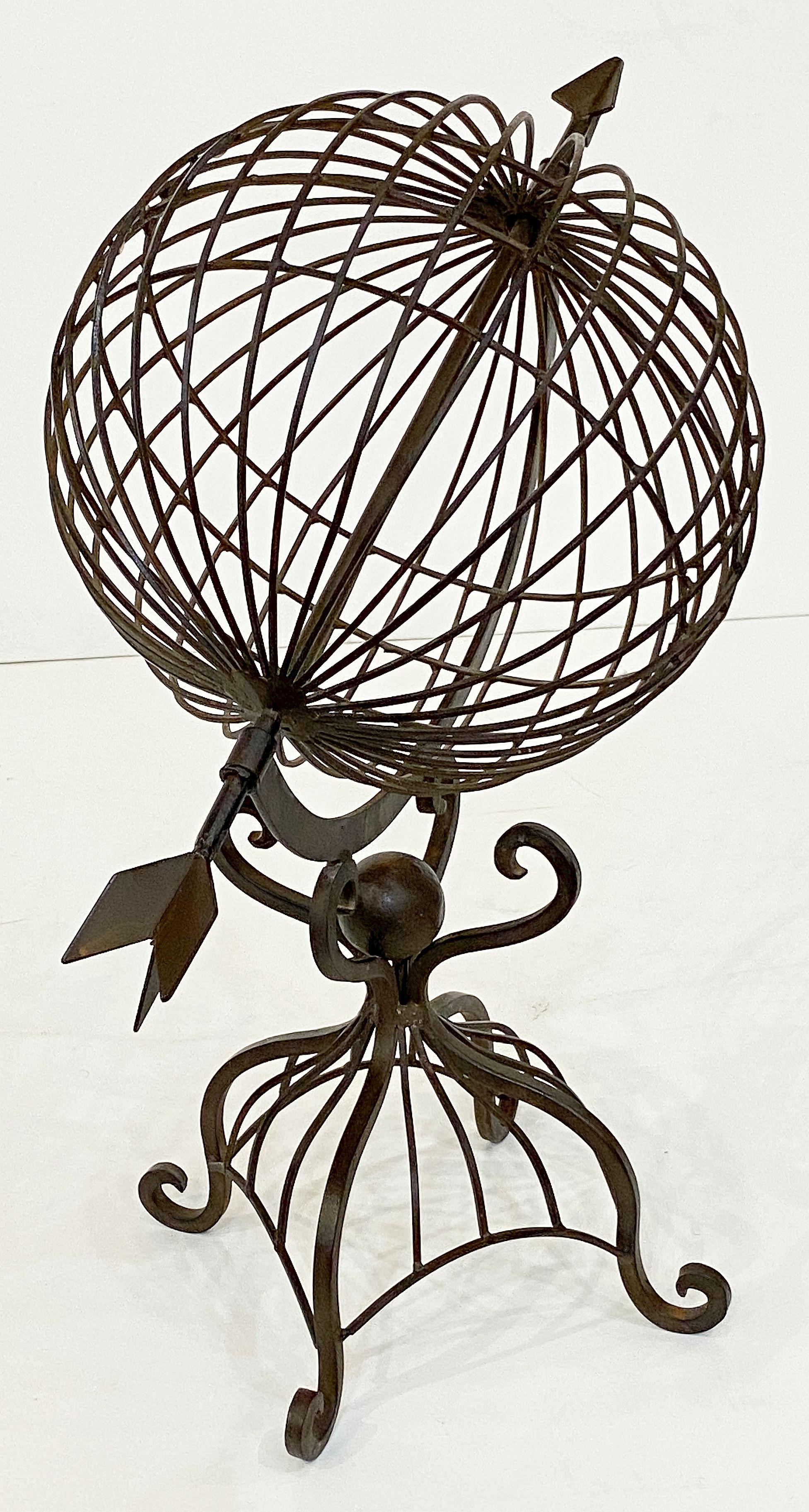 French Armillary Sphere on Stand or Garden Ornament of Wrought Iron For Sale 7