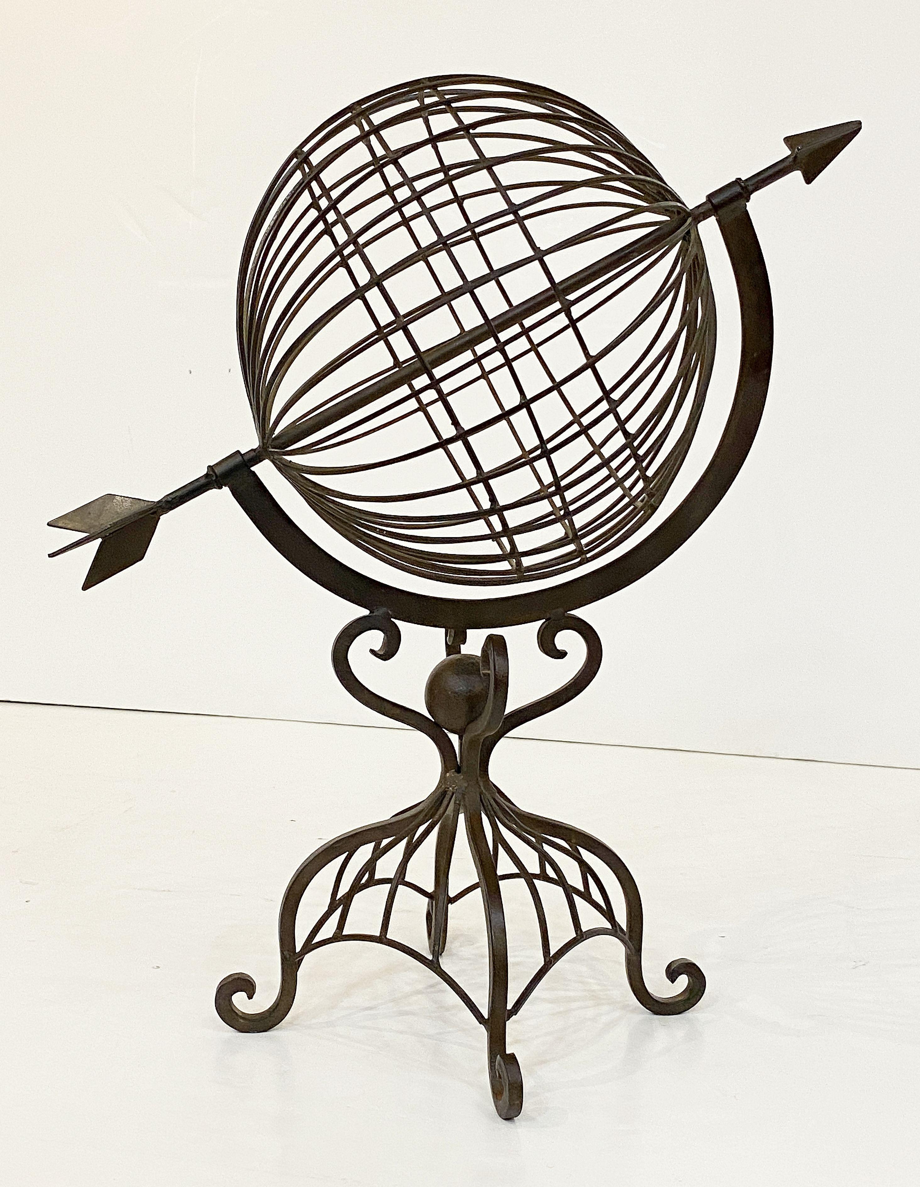 French Armillary Sphere on Stand or Garden Ornament of Wrought Iron For Sale 9