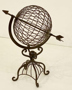 French Armillary Sphere on Stand or Garden Ornament of Wrought Iron