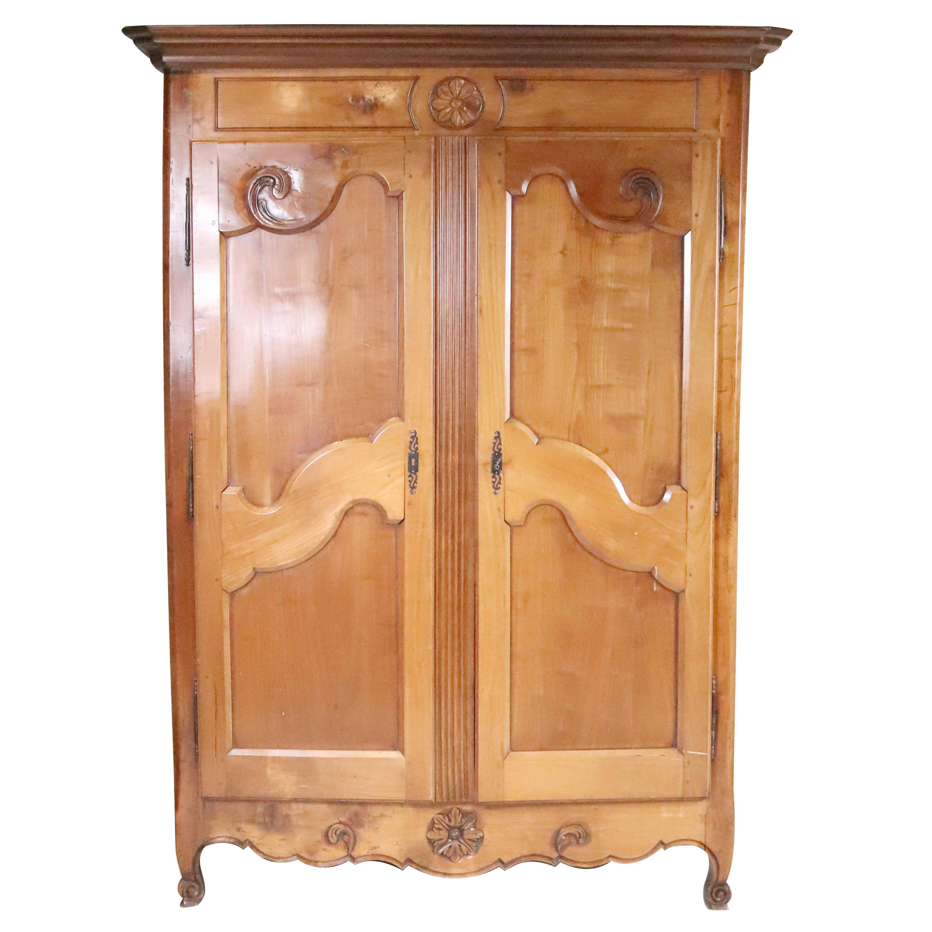 French Armoire, 18th Century Fruitwood