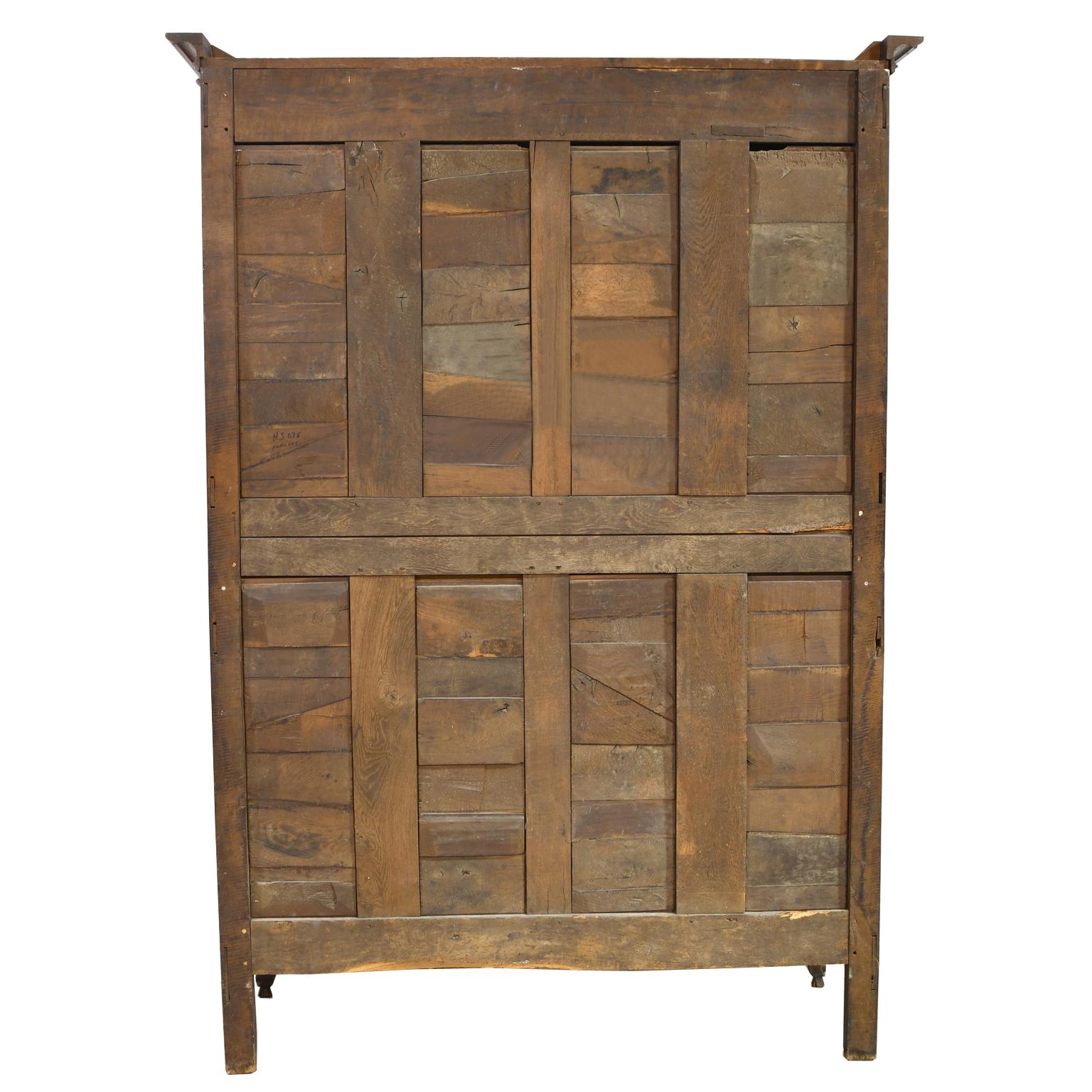 19th Century Antique 18th Century French Empire Armoire in Oak with Interior Storage Drawers