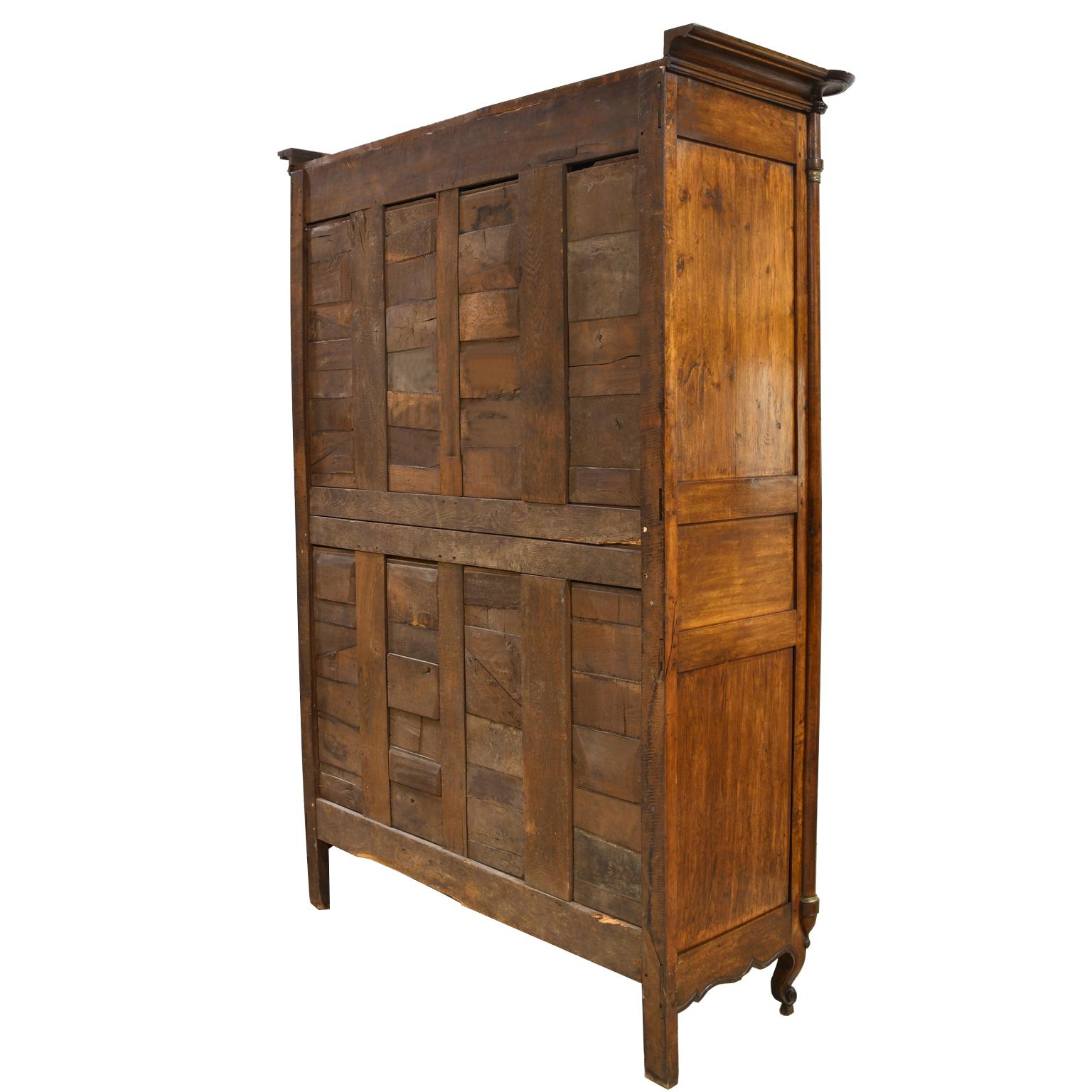 Antique 18th Century French Empire Armoire in Oak with Interior Storage Drawers 1