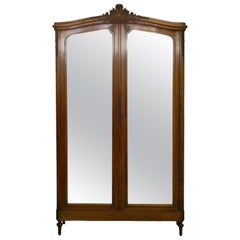 French Armoire Late 19th Century Louis Mirror Door Wardrobe
