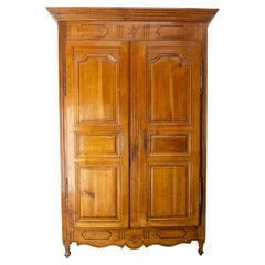 Used French Armoire Louis XVI St Cherrywood Wardrobe Star and Basque Details 18th C