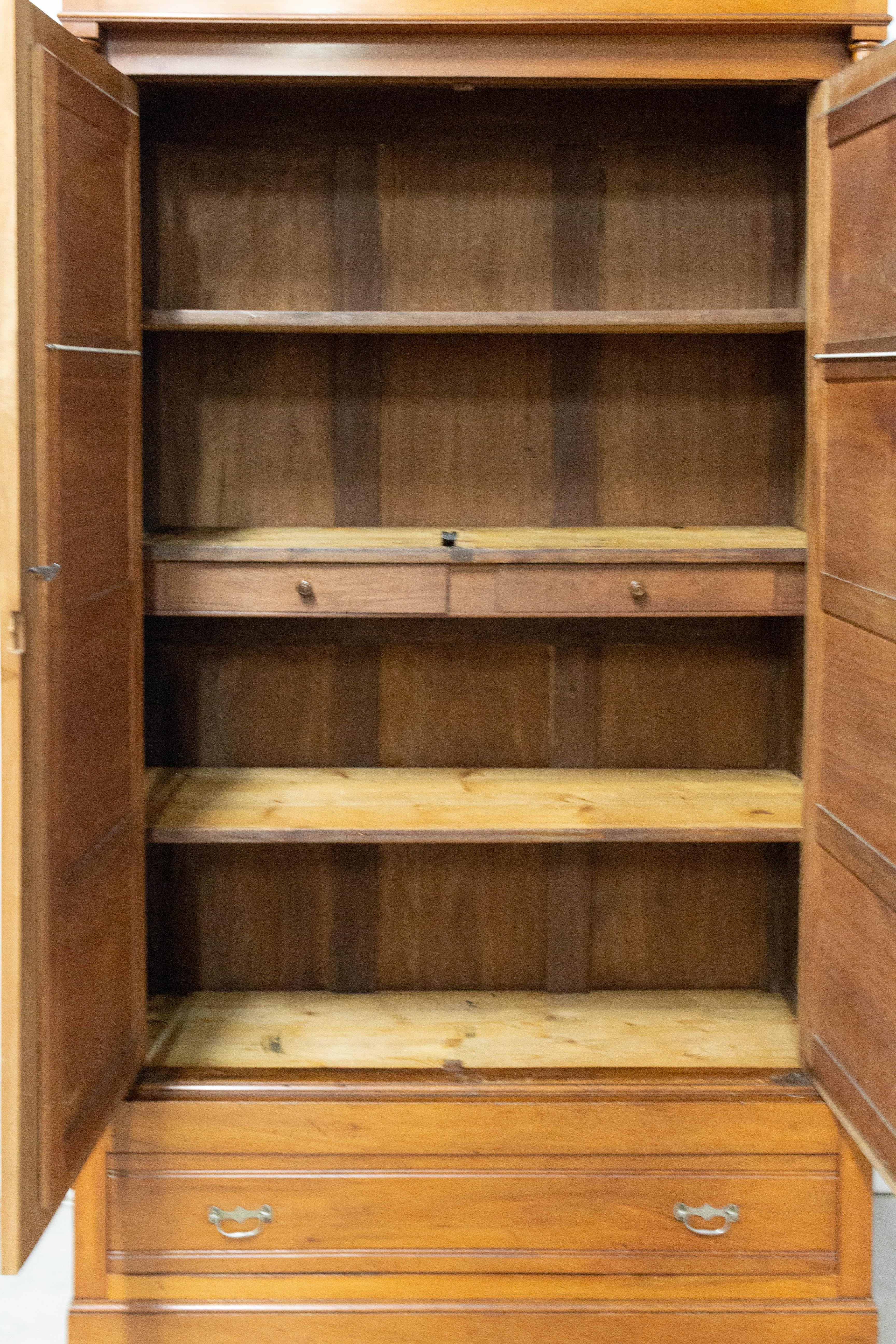 20th Century French Armoire Mirror Doors Cherrywood Wardrobe, 1920