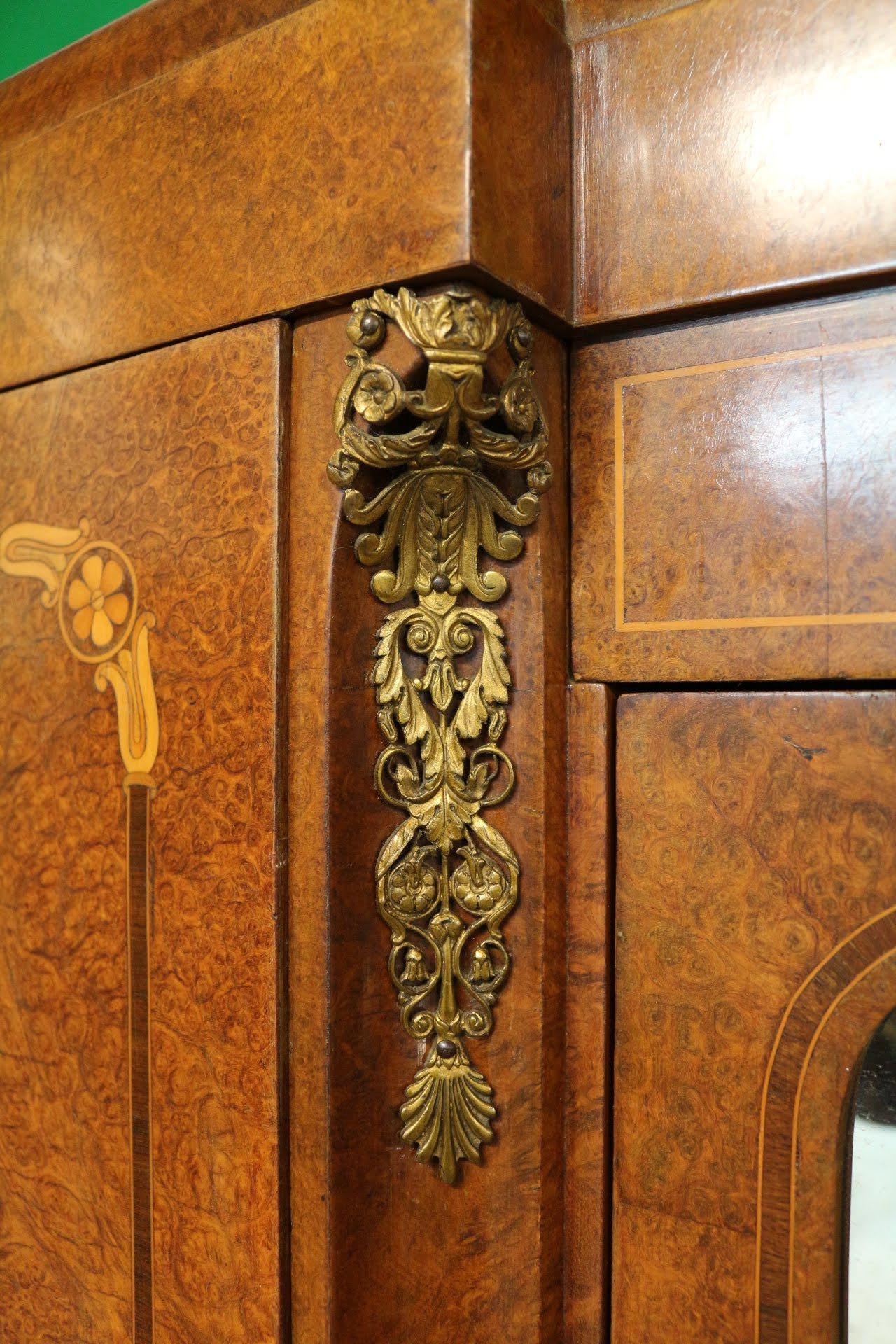 19th Century French Armoire Second Empire Inlaid Eagles Ormolu Mirror Door Wardrobe