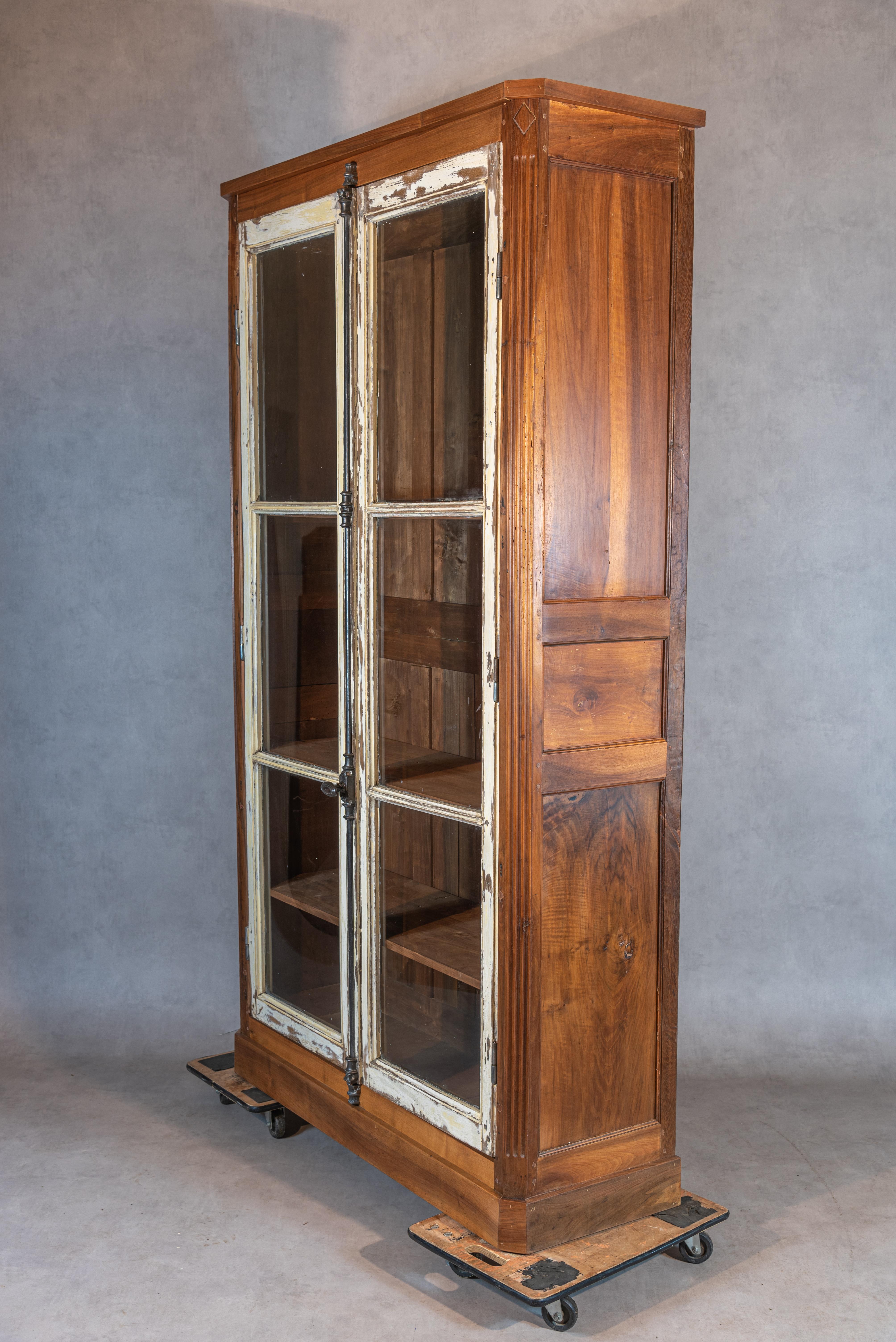 Hand-Crafted French Oak Armoire Vitrine For Sale