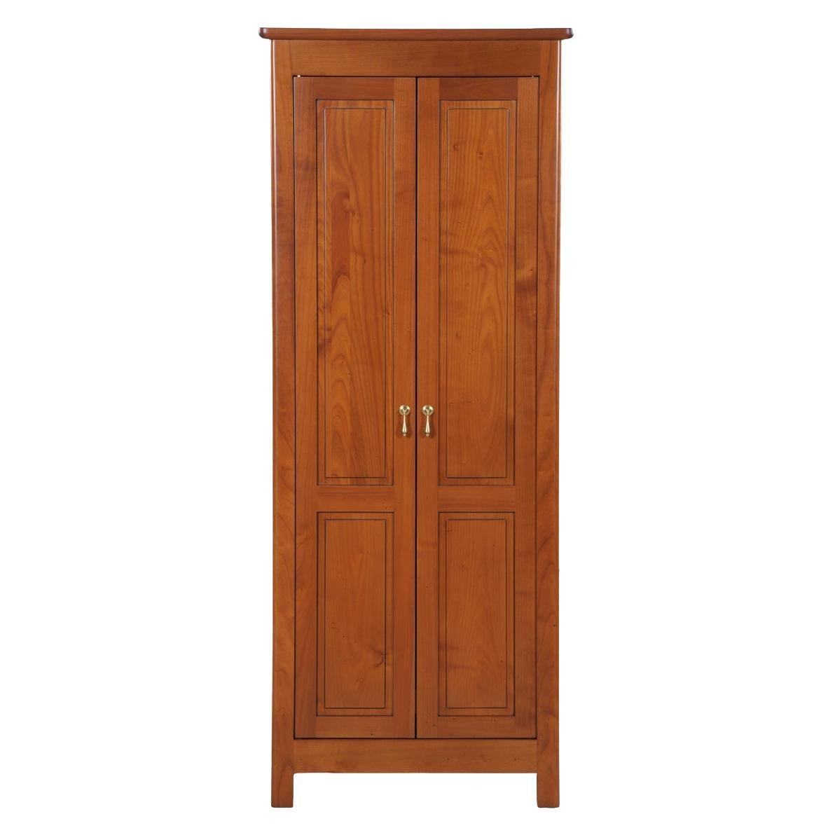 French Armoirette Cabinet with 1 folding Door in solid stained cherry wood For Sale