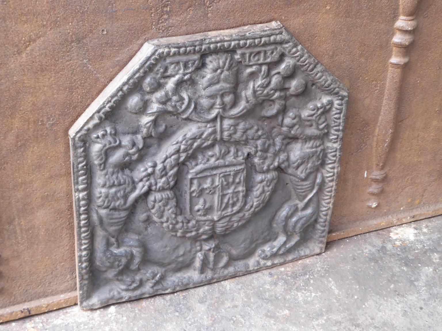 Louis XIII French 'Arms of France and Navarre' Fireback