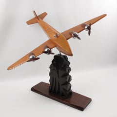 French Art-Bois Studio Art Deco Wooden Airplane Aviation Model