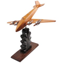 French Art-Bois Studio Art Deco Wooden Airplane Aviation Model