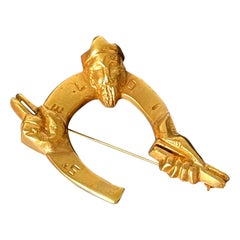 French Art Bronze Brooch St Eloi by Line Vautrin