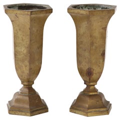 French Art Deco Bronze Vases, pair