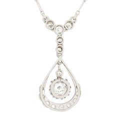 French Art Deco 0.80ct Diamond Drop Necklace, C.1920s