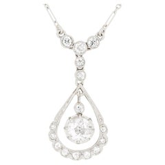 French Art Deco 0.80ct Diamond Drop Necklace, C.1920s