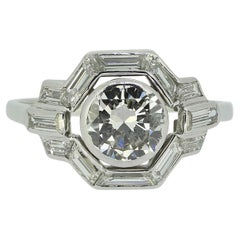 French Art Deco 1.10 Carat Diamond Cluster Ring