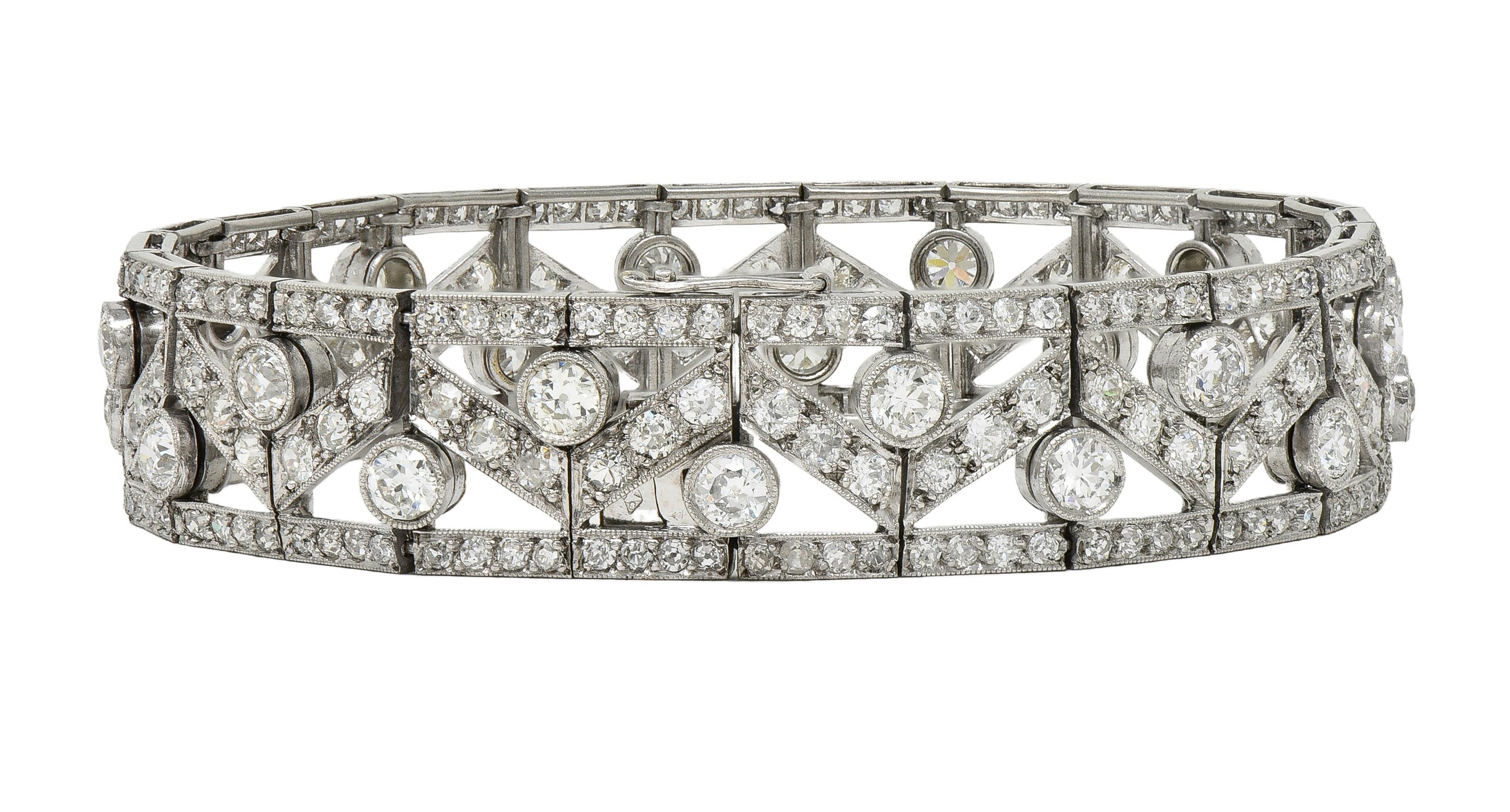 Französisch Art Deco 13,92 CTW Diamant Platin Antike Geometrische Linie Armband im Angebot 4