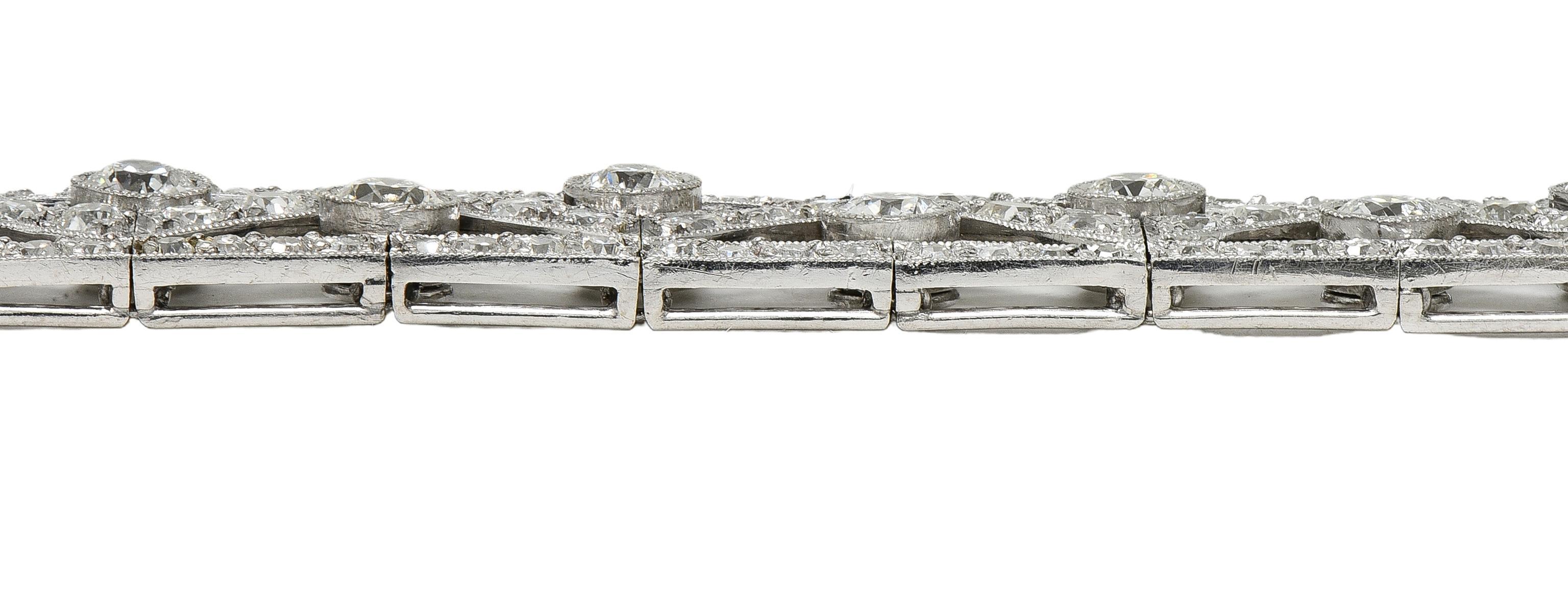 Französisch Art Deco 13,92 CTW Diamant Platin Antike Geometrische Linie Armband Damen im Angebot
