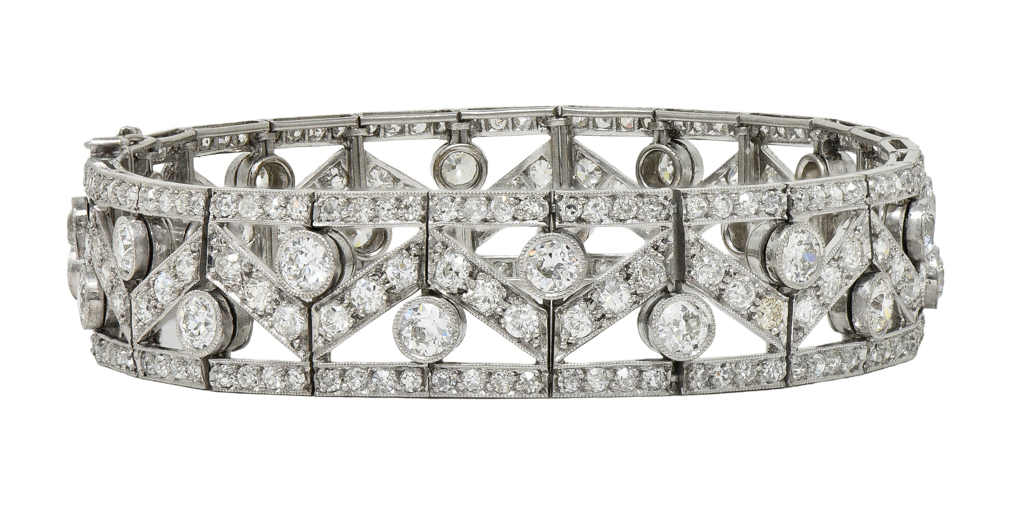Französisch Art Deco 13,92 CTW Diamant Platin Antike Geometrische Linie Armband im Angebot 3