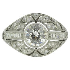 French Art Deco 1.50 Carat Diamond Bombe Ring