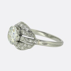Französischer Art Deco 1,50 Karat Diamantring