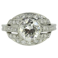 Anillo de diamantes francés Art Déco de 1,50 quilates