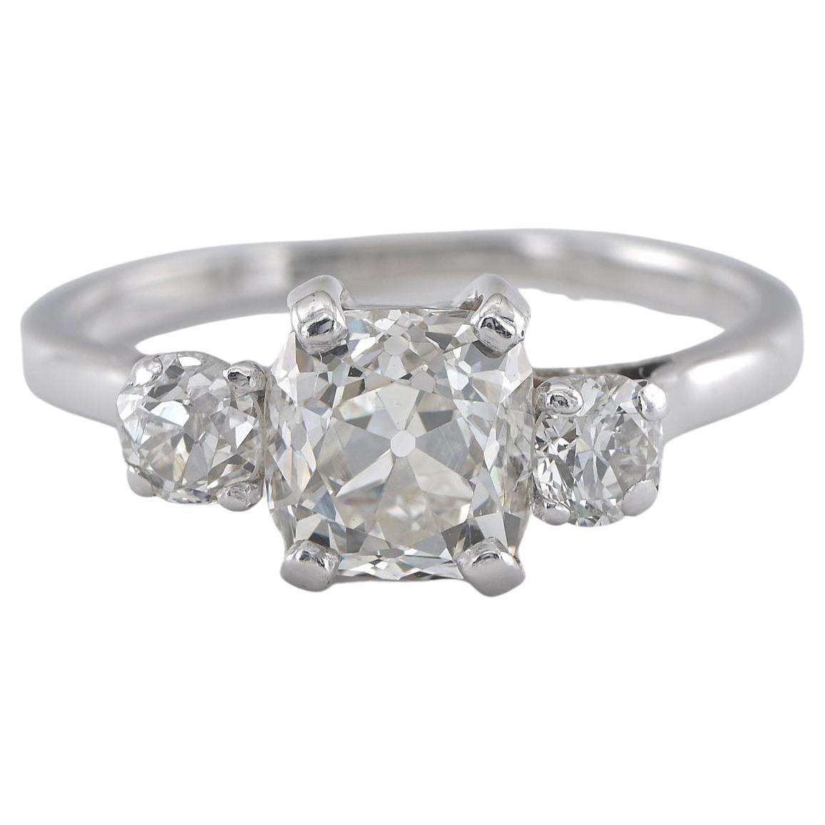 French Art Deco 1.50 Ct Plus 2.15 TCW Diamond Ring