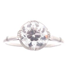 French Art Deco 1.52 Carat GIA Old European Cut Diamond Platinum Engagement Ring
