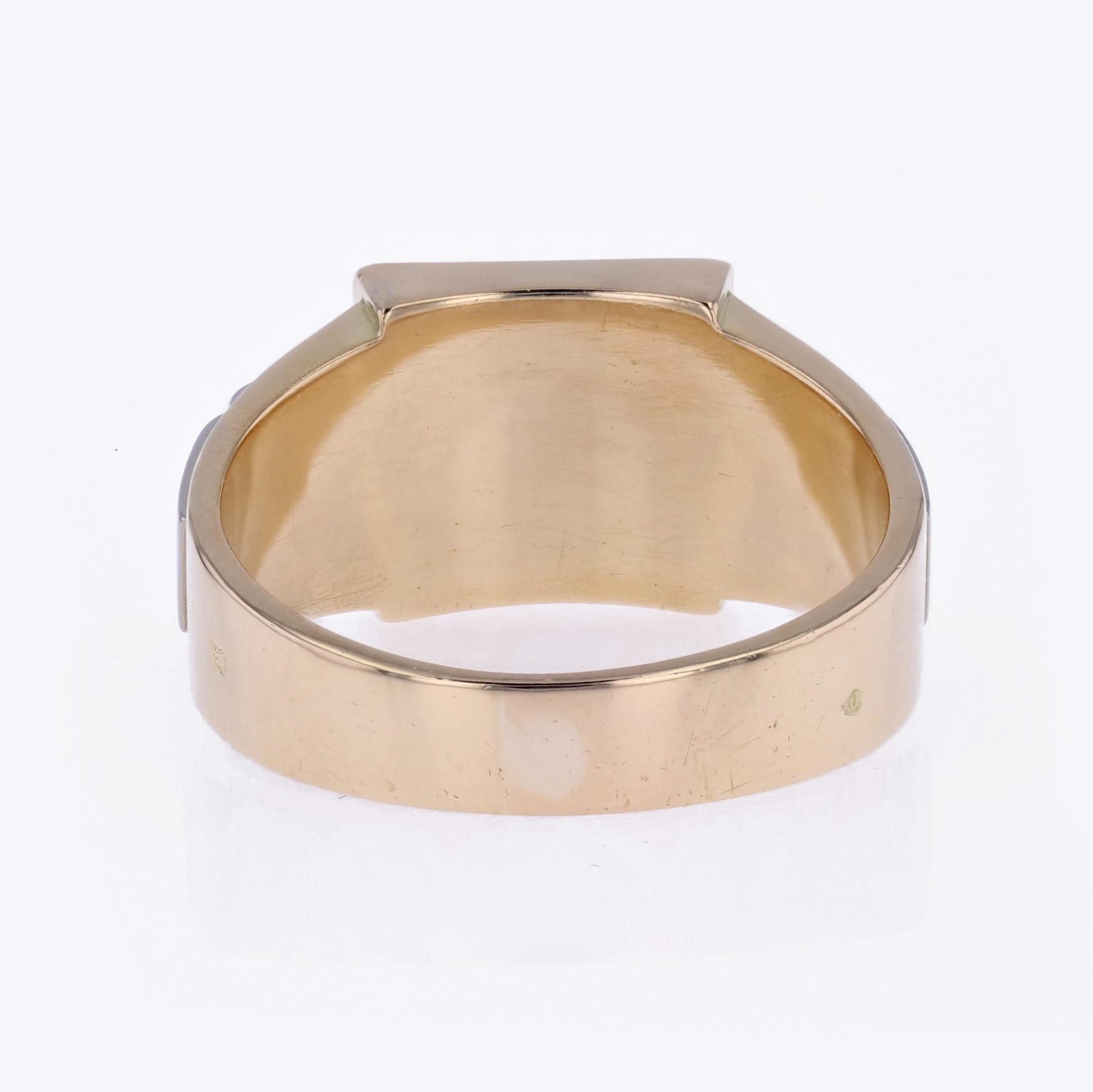 French Art Deco 18 Karat Yellow Gold Platinum To Engrave Signet Ring For Sale 13