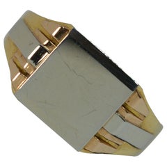 Vintage French Art Deco 18 Carat Gold and Platinum Signet Ring