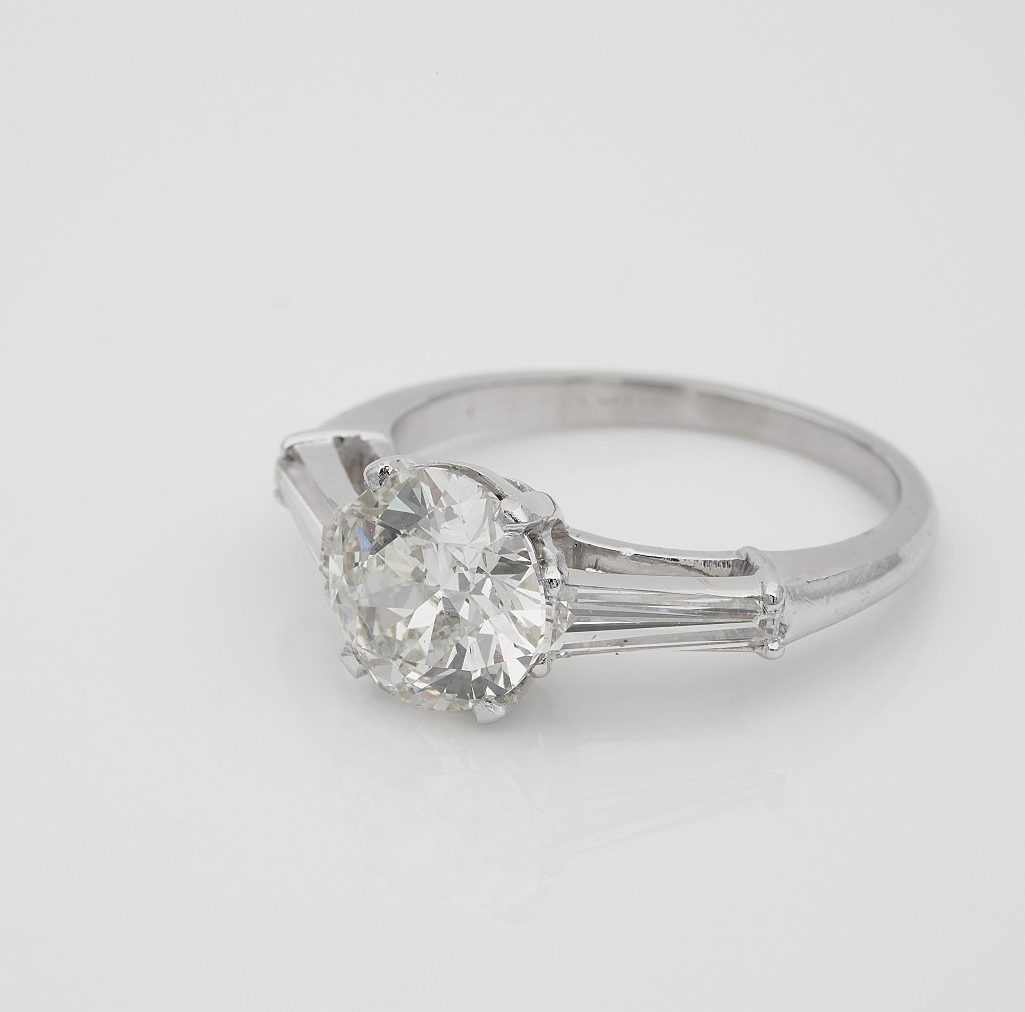Women's French Art Deco 1.90 Ct Diamond Solitaire Plus Platinum Engagement Ring For Sale