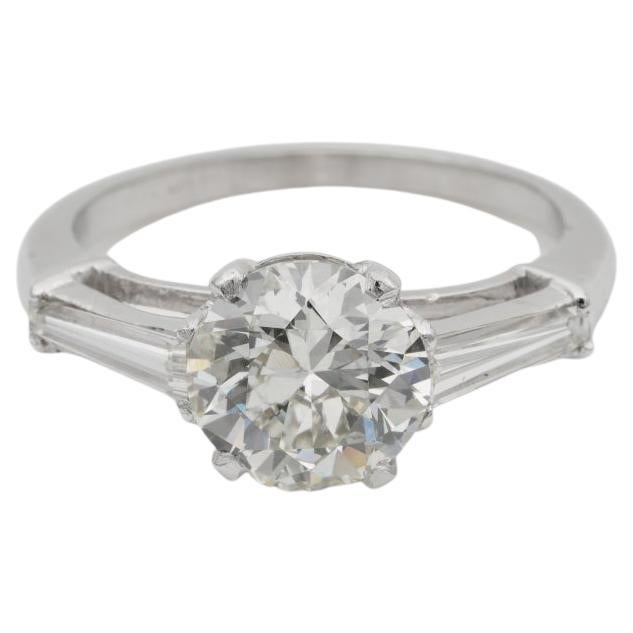 French Art Deco 1.90 Ct Diamond Solitaire Plus Platinum Engagement Ring For Sale