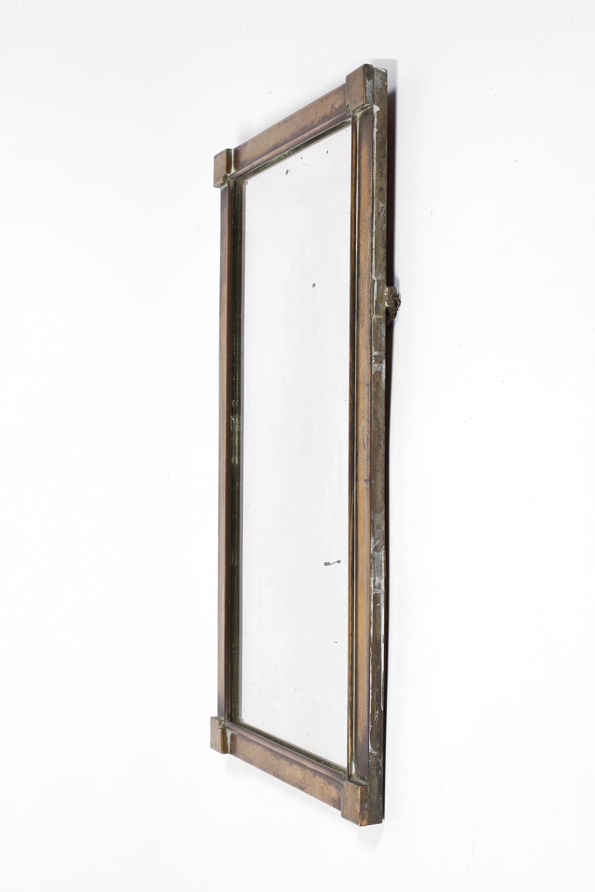 French Art Deco 1920s Cubist Bronze Wall Mirror 2