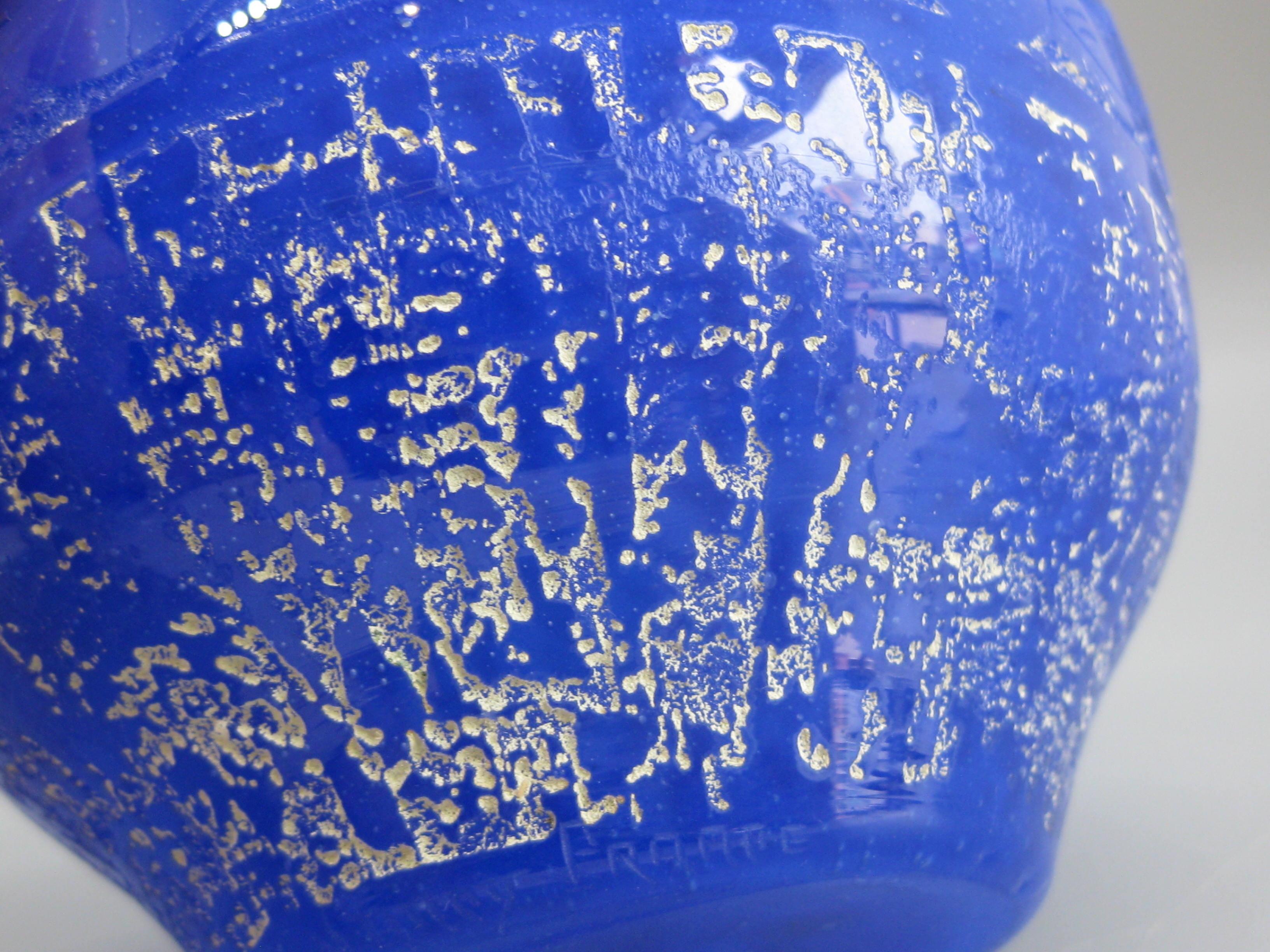 French Art Deco 1920's Daum Nancy France Art Glass Acid Etched Blue Vase Bowl For Sale 7