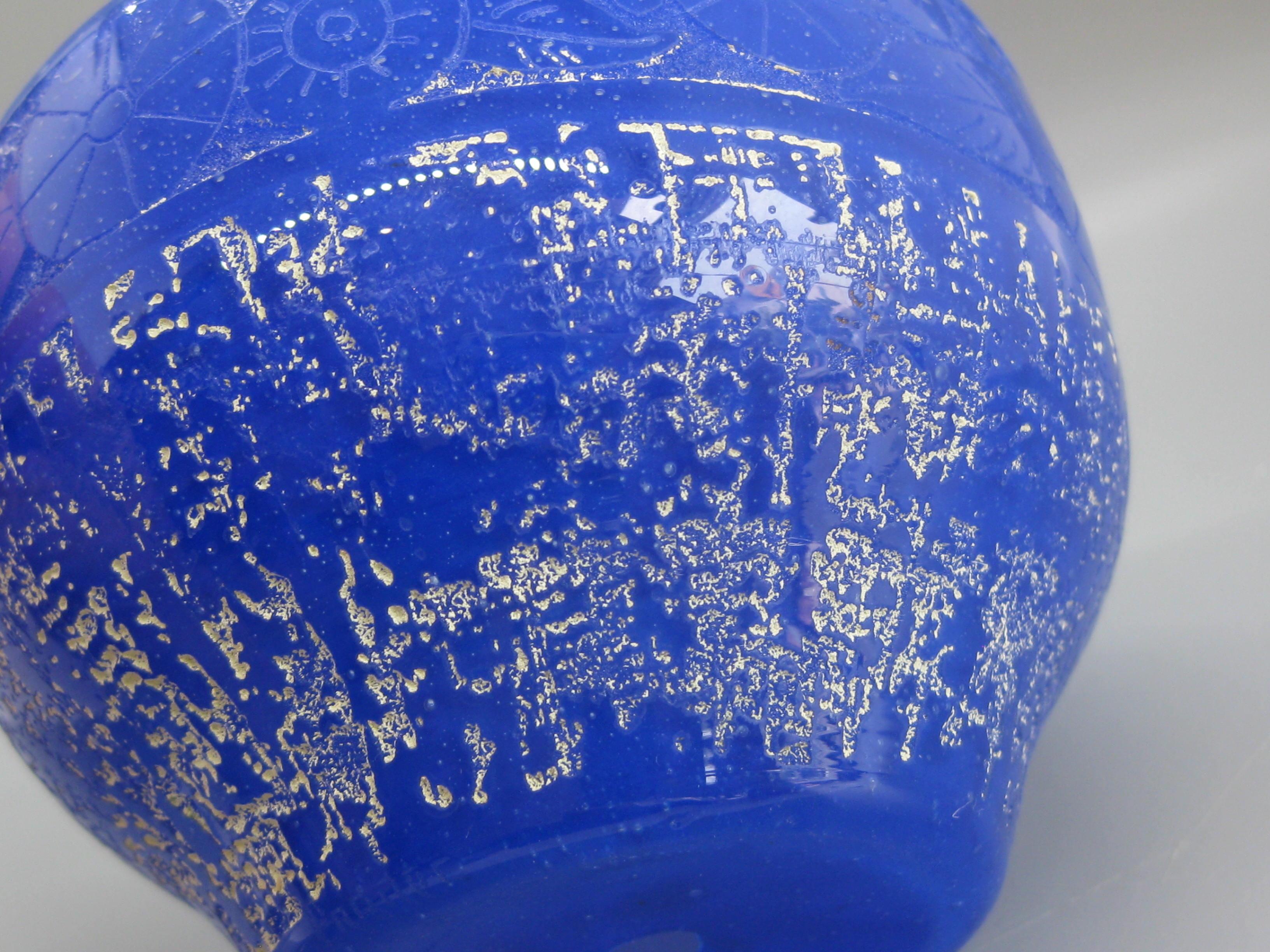 French Art Deco 1920's Daum Nancy France Art Glass Acid Etched Blue Vase Bowl For Sale 10