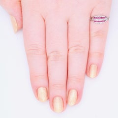 French Art Deco 1920s Platinum Ruby and Diamond 5 Row Panel Ring