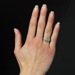French Art Deco 1925s Diamonds Platinum Rectangular Ring